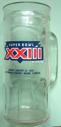 Super Bowl XXIII souvenir collecible Fisher Nuts glass mug 1989