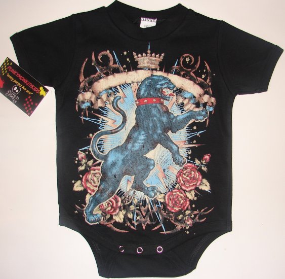 NEW BLACK PUNKY TATTOO STYLE ONESIE OR TEE OF A BLACK PANTHER