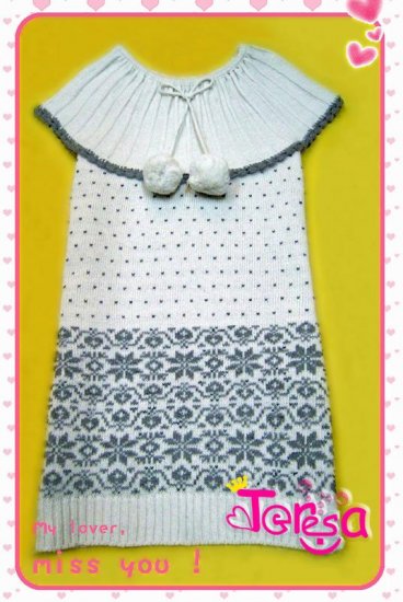 White Sleeveless Knitted Dress With Big Round Collar (Item no. P09011016)