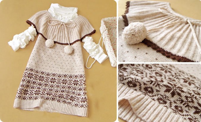 Biege Sleeveless Knitted Dress With Big Round Collar (Item no. P09011015)