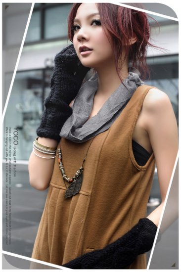 Brown Sleeveless Short Dress (Item no. P09010420)