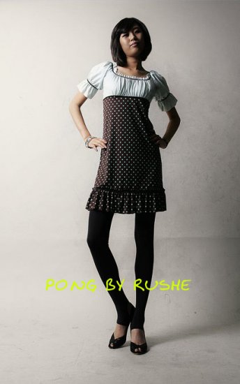 Black & White Short Sleeve Polka Dot Dress (Item no. C0808107)