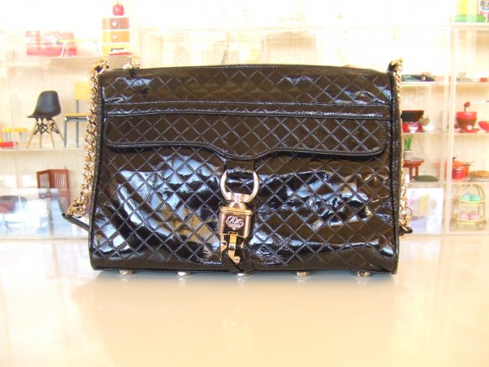 Rebecca Minkoff Morning After Clutch MAC in Black Quilted Patent *FREE SHIPPING*