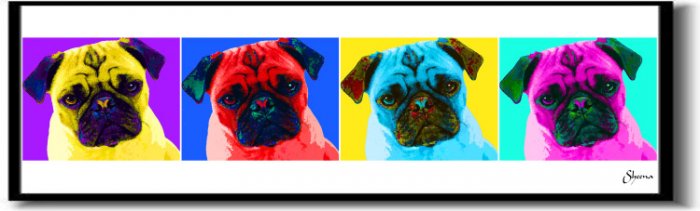 Original Pop Art Pug Dog Huge Panoramic Print