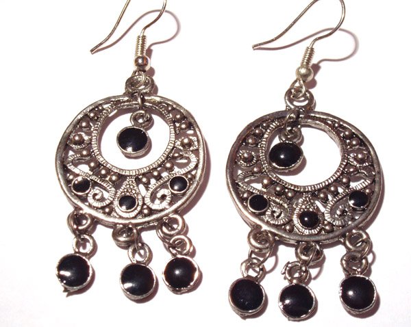 Bollywood Inspired Earrings in Black and Silver