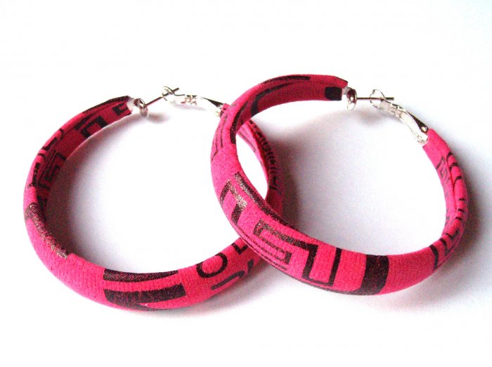Hot Pink Punk Hoop Earrings