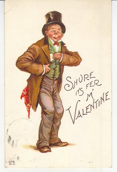 Brundage-Valentine Postcard-Man in Top Hat-Tophat