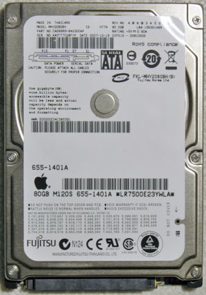 GENUINE OEM MAC APPLE MACBOOK 80GB HD HARD DRIVE SATA