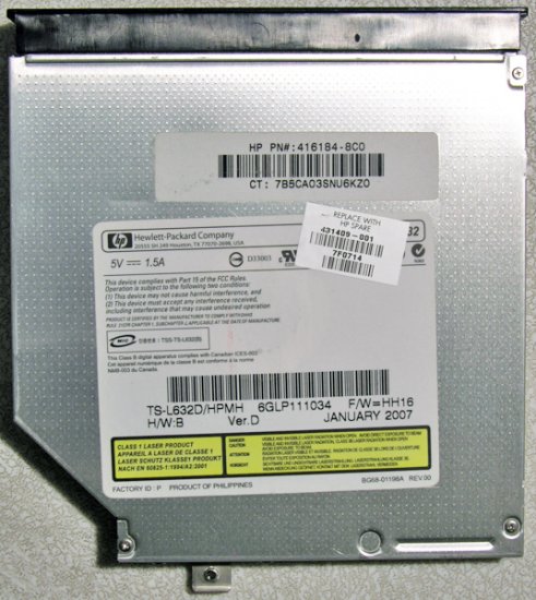 HP PAVILION DV2000 DV6000 DV6700 DV9000 DVD±RW MUTLI DRIVE 431409-001 TS-L6332 w/ LIGHTSCRIBE