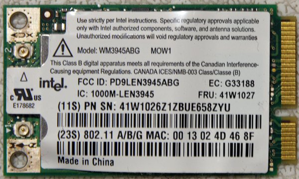 IBM THINKPAD T60 R60 X60 Z60 3000 802.11 A/B/G MINI PCI WiFi WIRELESS CARD 41W1027
