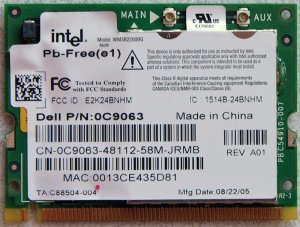 DELL INSPIRON 6000 PCI INTEL WIFI WIRELESS CARD 0C9063