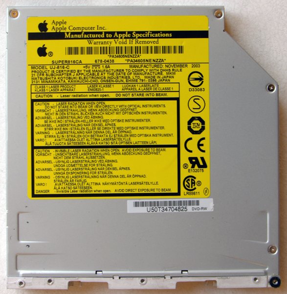 APPLE POWERBOOK G4 12" 15" 17" DVDRW SD DRIVE UJ-816-C