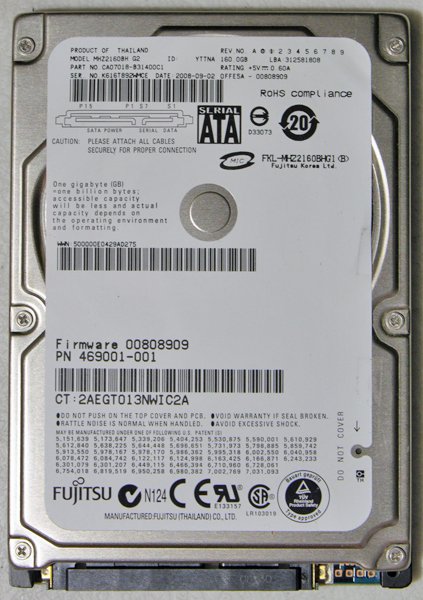 HP PAVILION DV2000 DV6000 DV9000 DV4 160GB HD HARD DRIVE 454925
