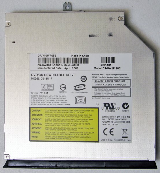 DELL VOSTRO 1400 1500 INSPIRON 1420 1520 DVD+RW CDRW DRIVE DS-8W1P WR091