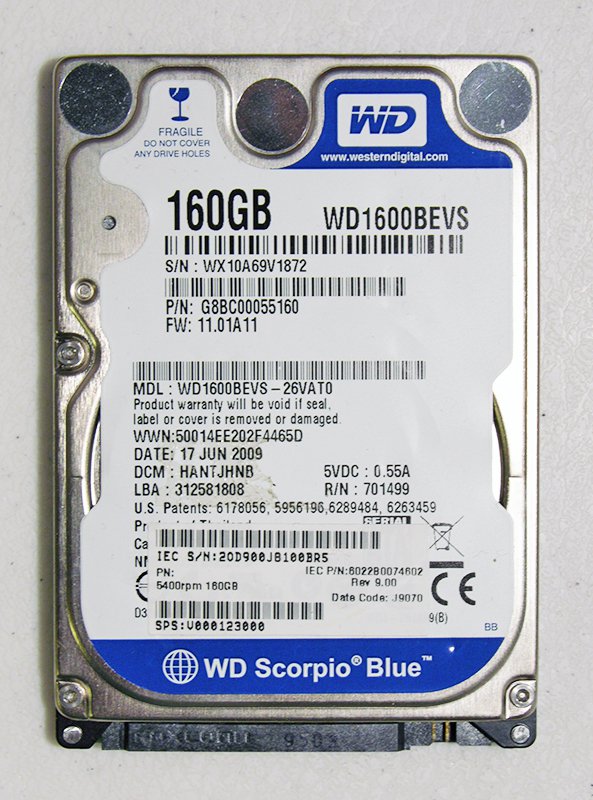 OEM TOSHIBA SATELLITE A305 160GB 5400RPM WD1600BEVS WD SCORPIO BLUE V000123000