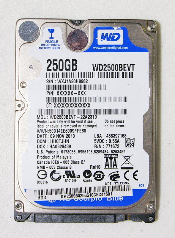 GENUINE OEM TOSHIBA SATELLITE A305 250GB 5400RPM WD2500BEVT WD SCORPIO BLUE
