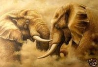 Elephants at Loggerheads Oil Painting on Canvas (22232550890)