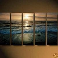 Waves at Dusk Oil Painting on Canvas Lapping Peaceful(g66077111ttps)