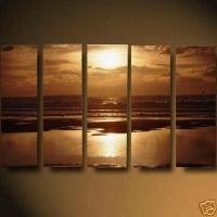 Calming Earthy Tones Sea Scene Oil Painting on Canvas Suit Neutral Decor(g66114096ttps)
