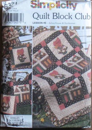 Simplicity Pattern 9371 Quilt Block Club Schoolhouse Sunbonnet