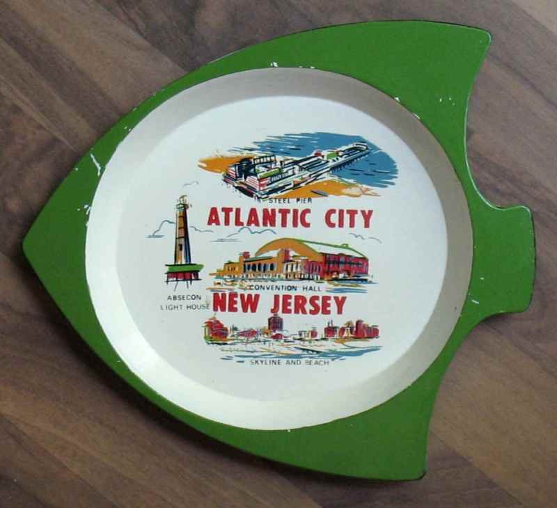 Vintage Atlantic City Landmarks Souvenir Dish Fish Shaped MIJ