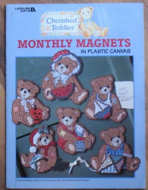 Leisure Arts Cherished Teddies Monthly Magnets Plastic Canvas Booklet