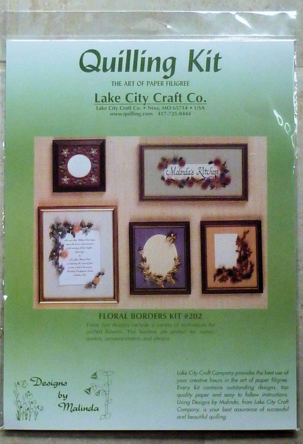 Lake City Craft Designs by Malinda #202 Floral Borders kit 1992 NIP