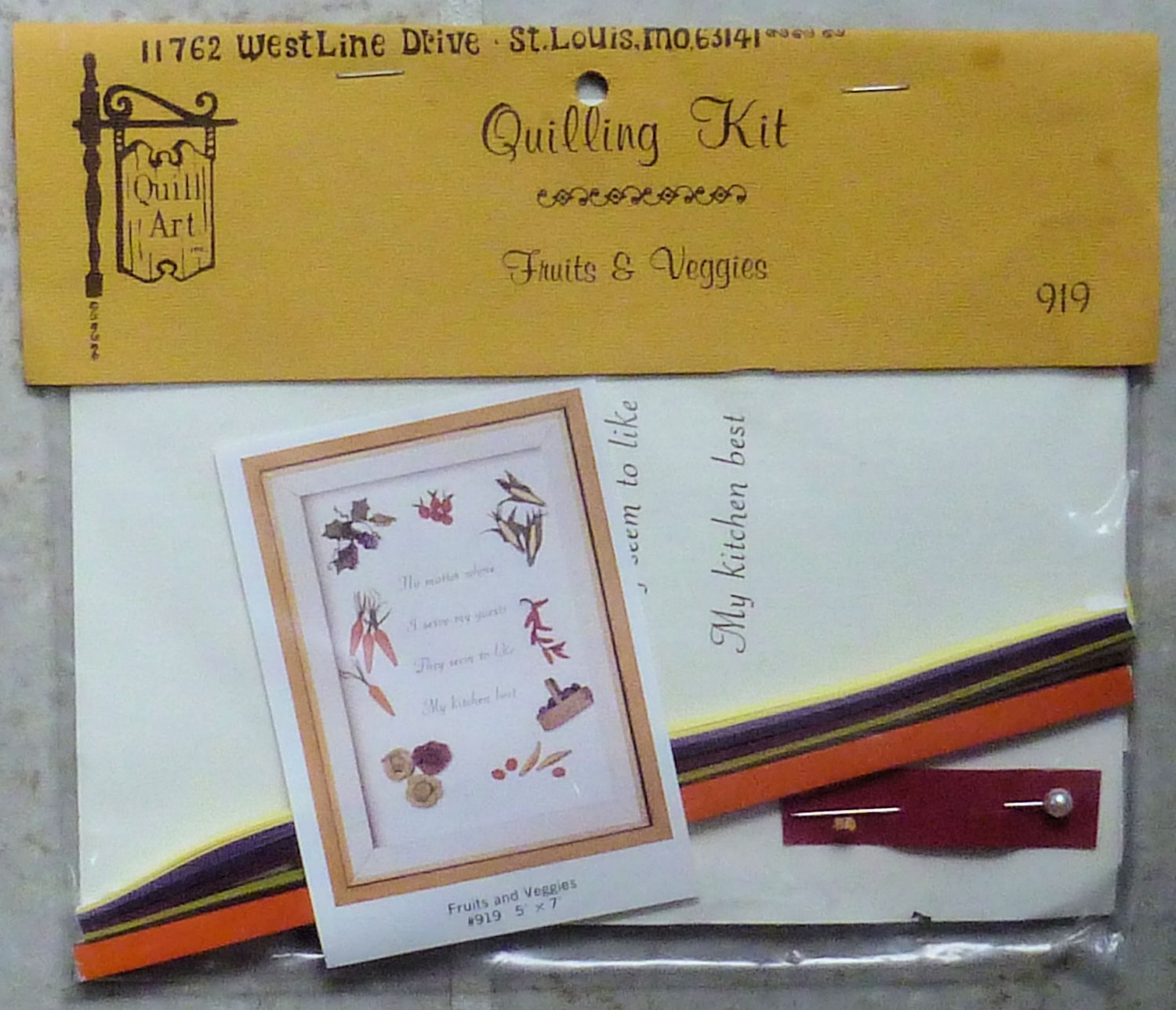 Vintage Quill Art 1981 Quill Kit #919 Fruits and Veggies NIP
