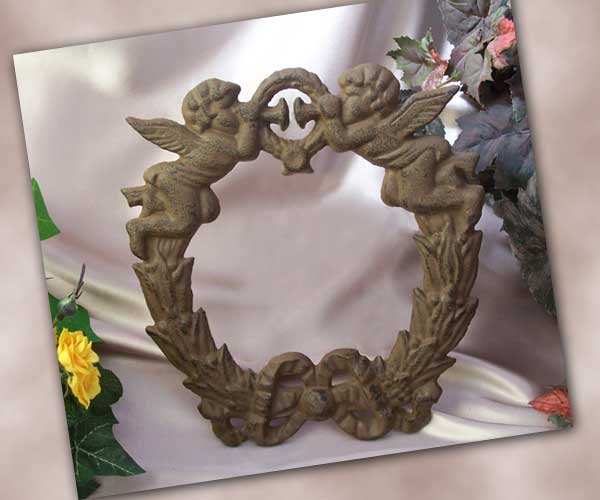 Cast Iron Cherub Angel Wreath