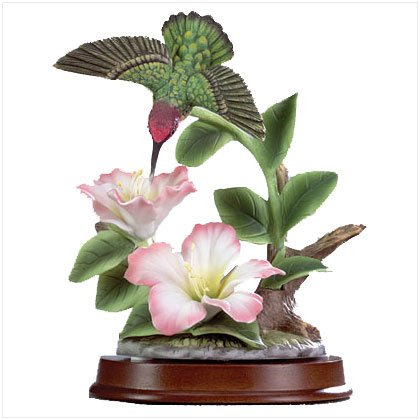 Porcelain Hummingbird And Blossoms