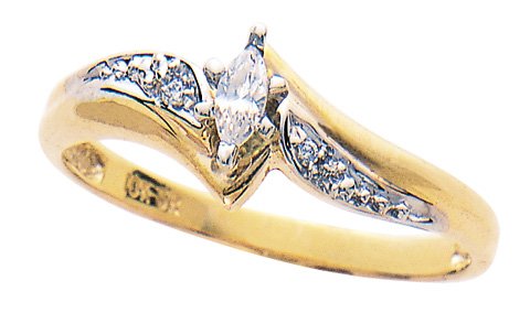 10K Gold Marquis Diamond Ring