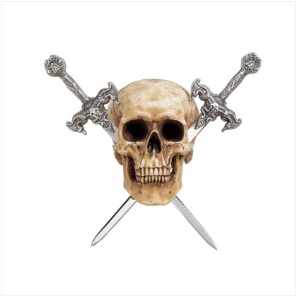SKULL W 2 SWORDS LETTER OPENER