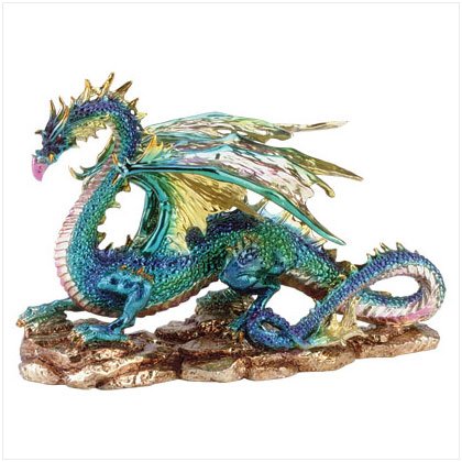 METALLIC FINISH DRAGON ON ROCK