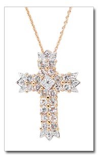 White Topaz And Diamond Cross Pendant