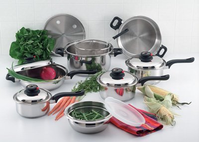 ForeverWareTM 15pc 9-ply Stainless Steel Cookware Set.