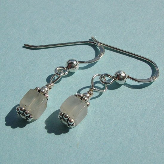 Ghost White Agate on Sterling Silver Earrings - ES153