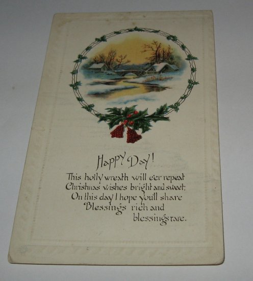 Happy Day Christmas Postcard,embossed lot c 43