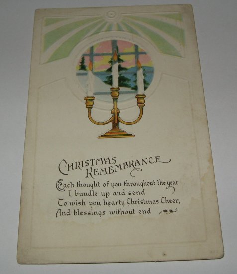Christmas Remembrance embossed Christmas postcard lot C49