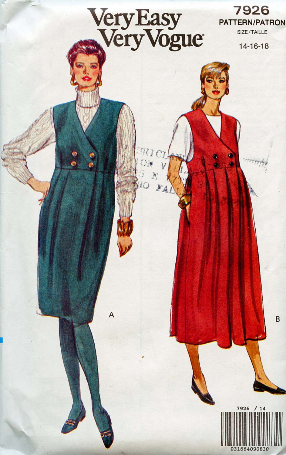 Vogue pattern Misses Petite Maternity Jumper pattern NO. 7926