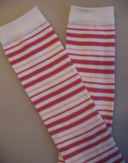 Pink and White Stripes Leggie Weggies, Baby Leg Warmers