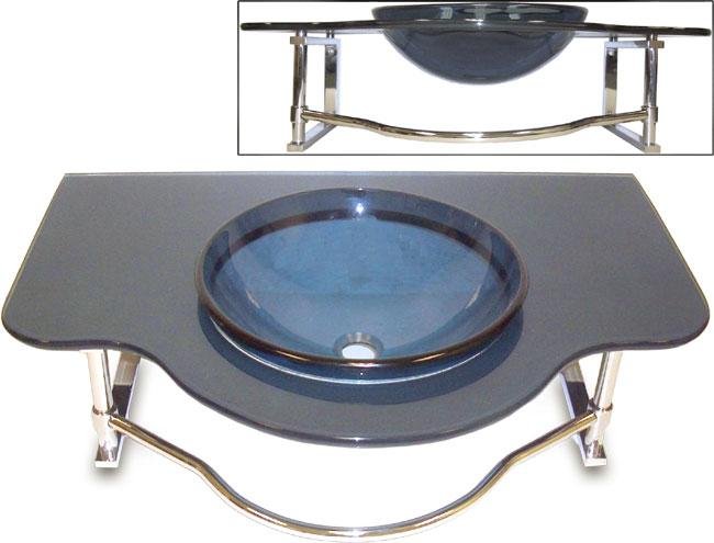 Fontaine Wallmount Glass Vanity with Drain Assembly