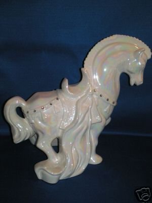 FIGURINE LARGE LUSTER WARE SHOW HORSE DIAMONDS