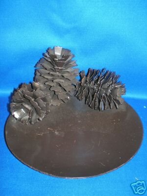BLACK PINE CONE CANDLE PLATE NEAT!