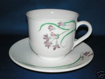 MARTHA STEWART LAVENDER TEA CUP AND SAUCER SET AS SHOWN