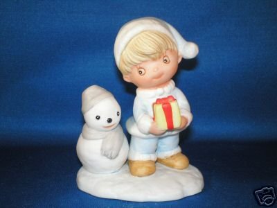 FIGURINE HOMCO CHRISTMAS KIDS & SNOWMAN 5613 STAMP