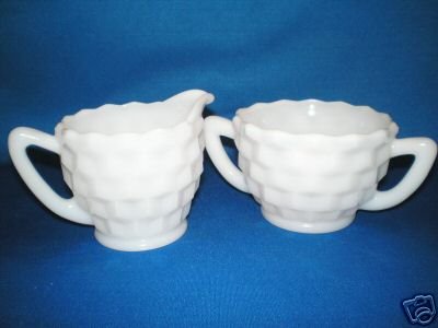 WHITE CREAMER AND SUGAR BOWL AS SHOWN