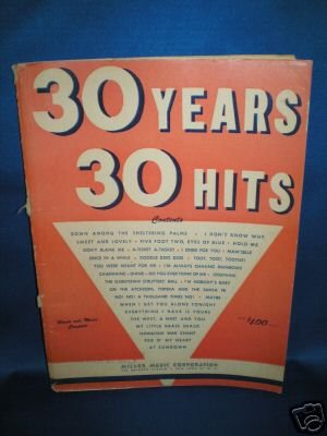 30 YEARS 30 HITS PIANO SHEET MUSIC BOOK FROM 1950