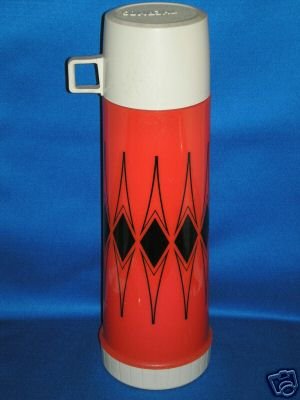 TALL VINTAGE RED PLAID THERMOS