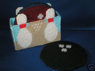 HAND MADE BOWLING DRINK COASTER SET AND HOLDER