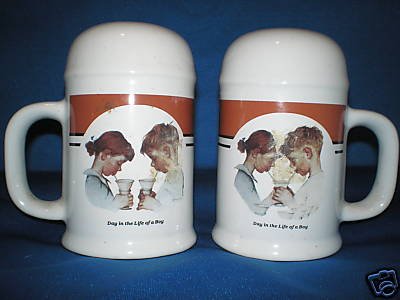 NEWER ROCKWELL'S CORNER MUG SALT PEPPER SHAKERS SETS